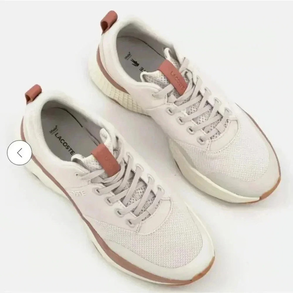 LacosteMen Lace Up Brand Logo Sneaker, Off White 8.5 - Picture 2 of 11
